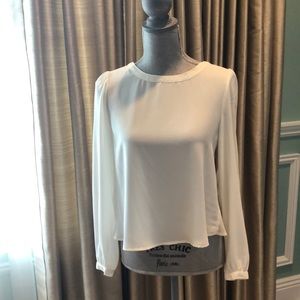 F21 Cream blouse, button-up back, Small
